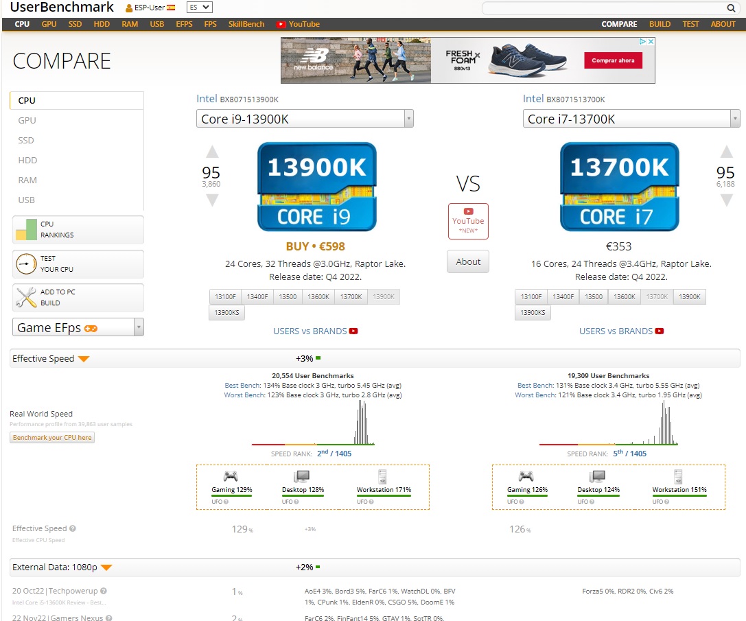 COMPARAR 13700K VS 13900K GAMING